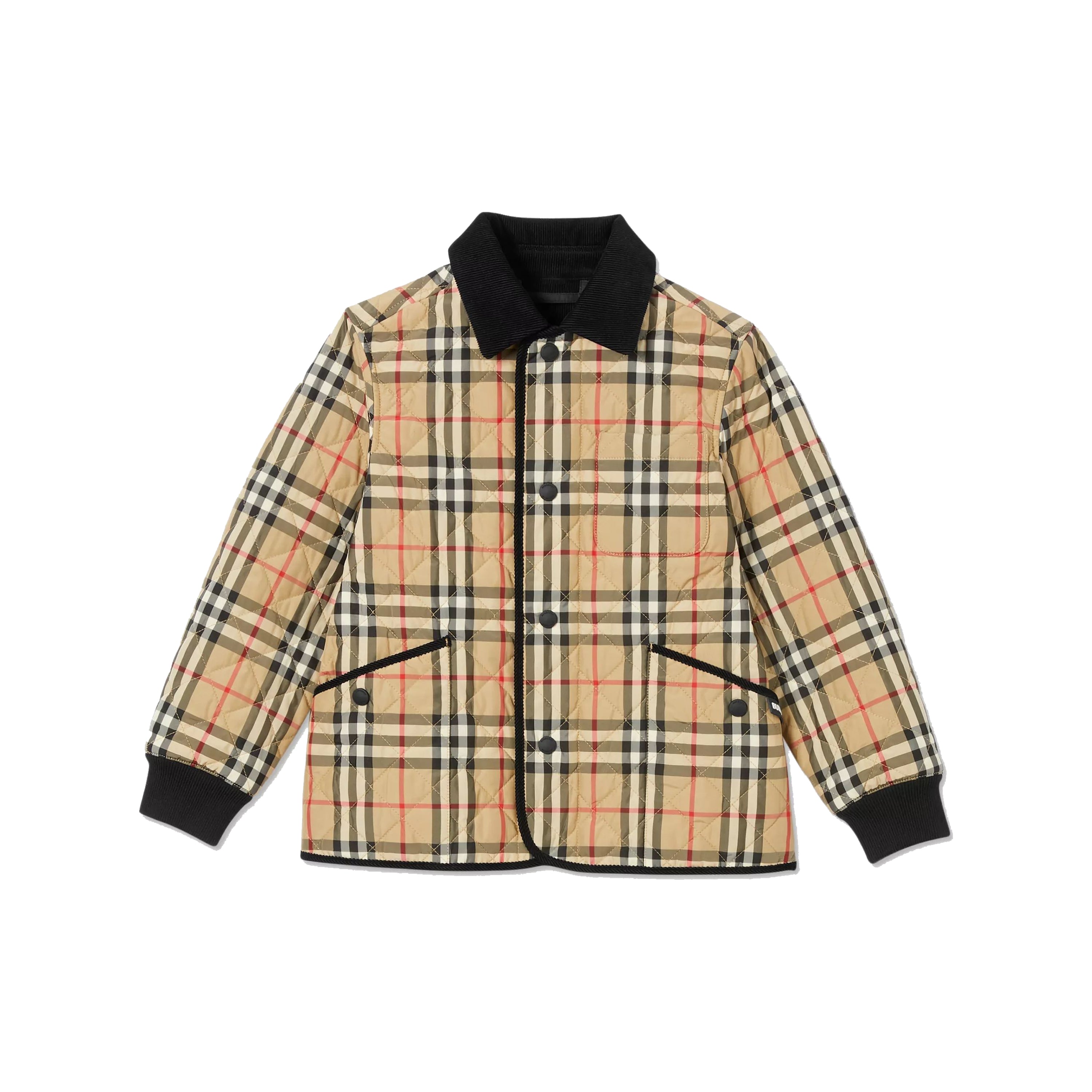 Boys Beige Corduroy Check Quilted Jacket