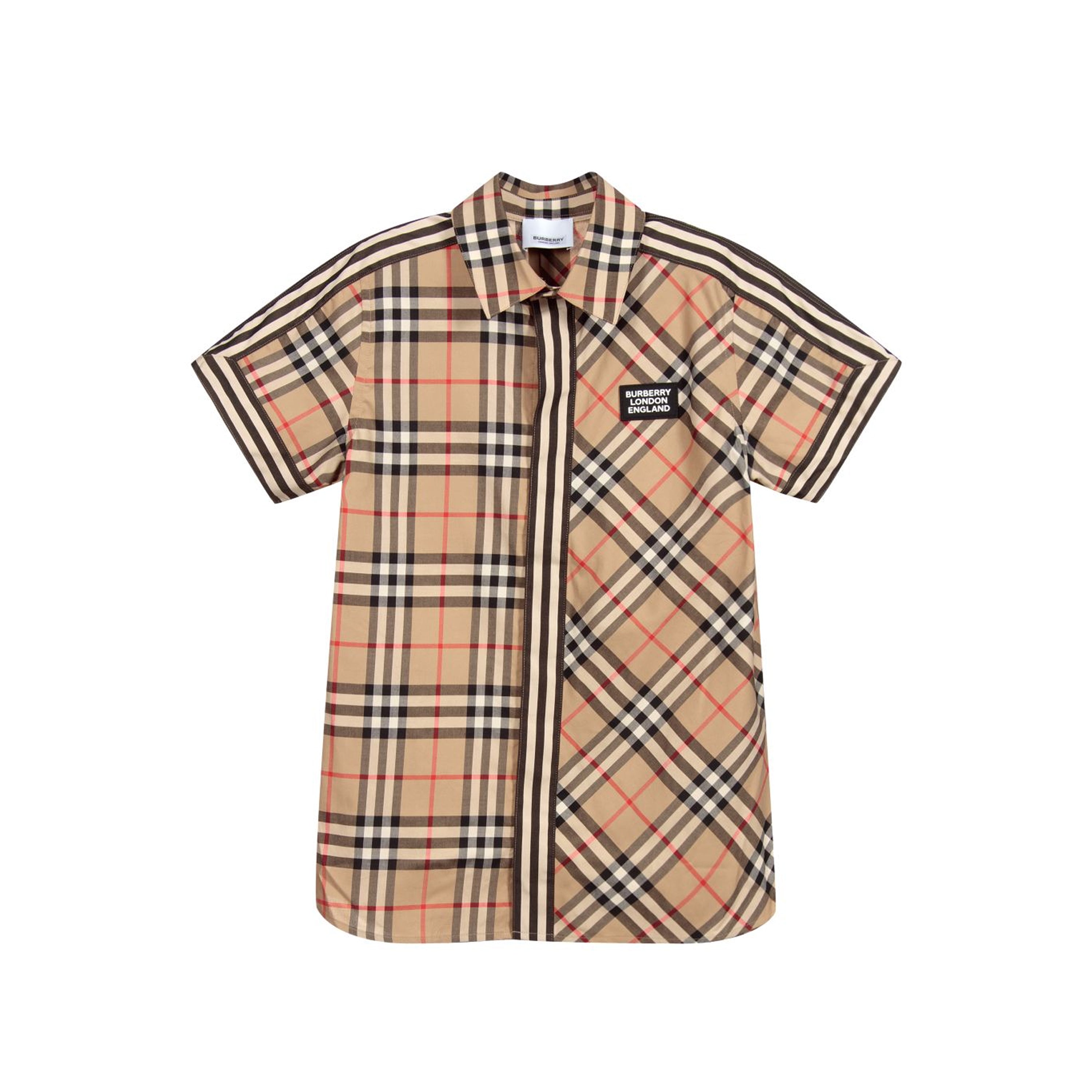 Boys Beige Check Cotton Shirt