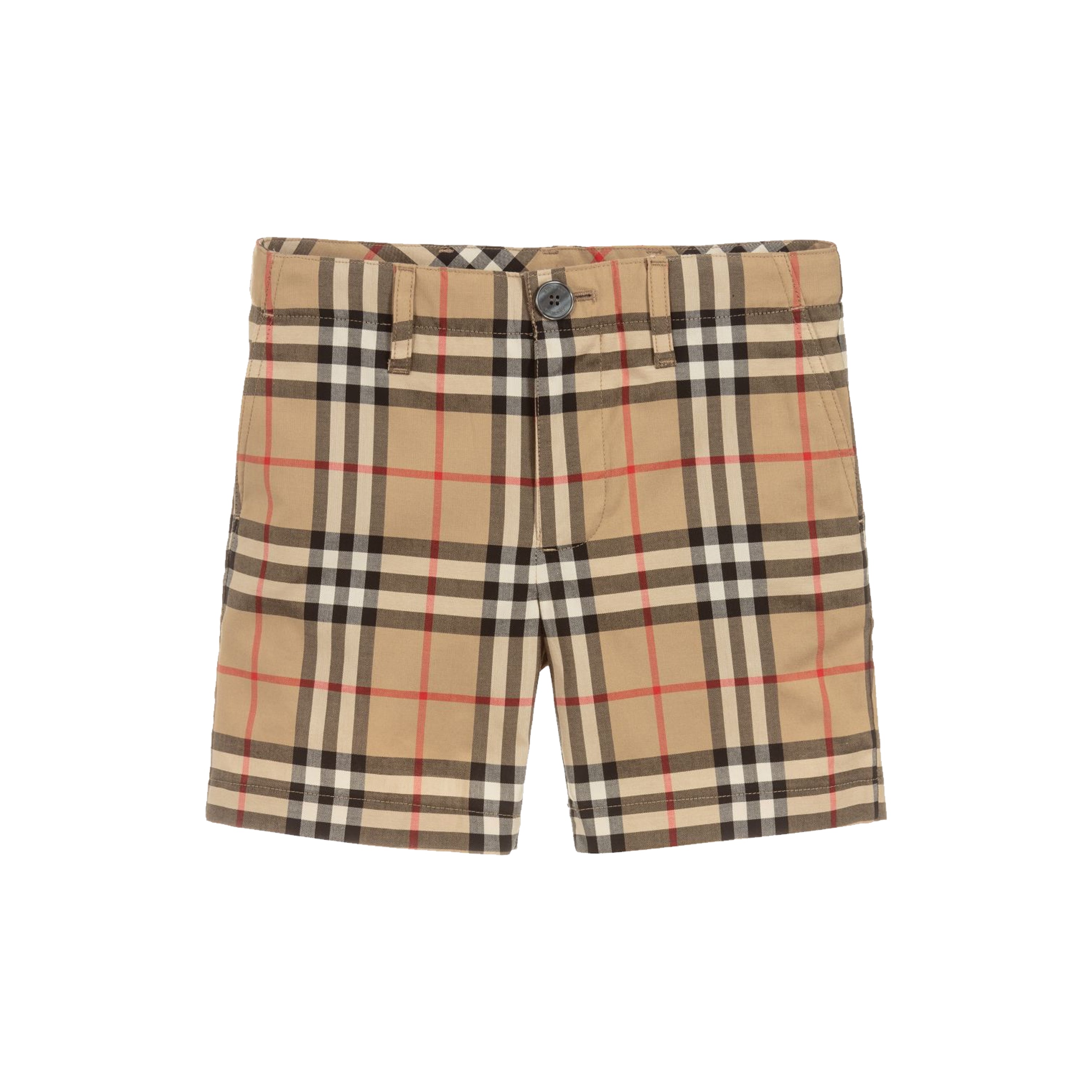 Boys Beige Check Cotton Shorts