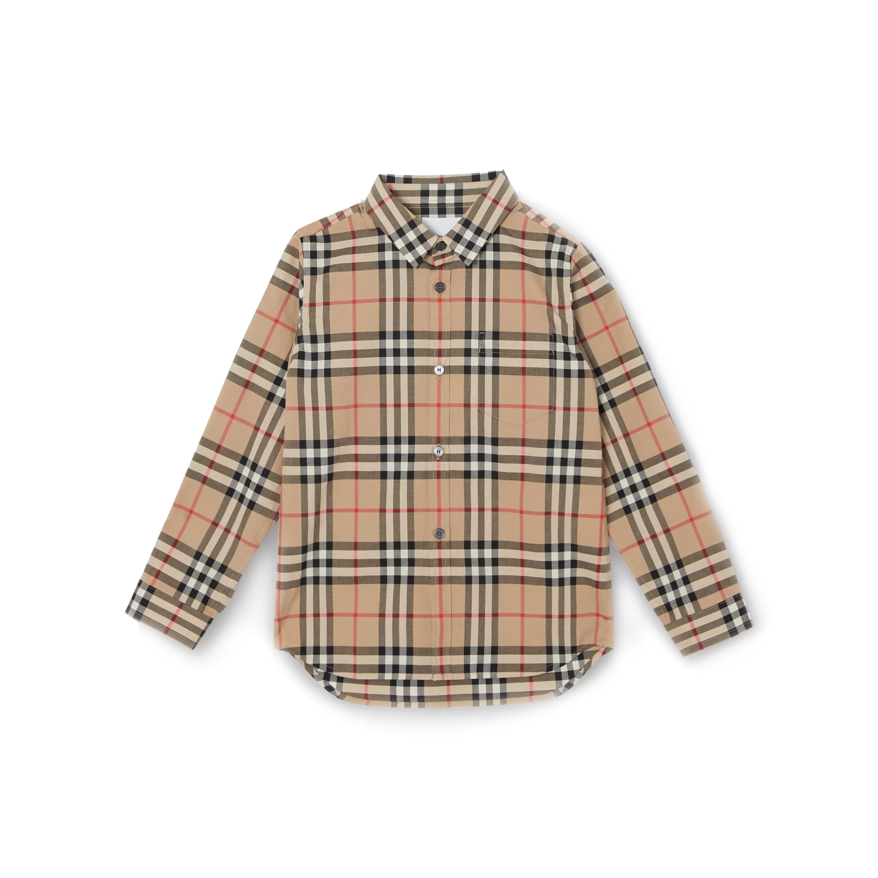 Boys Beige Check Cotton Shirt