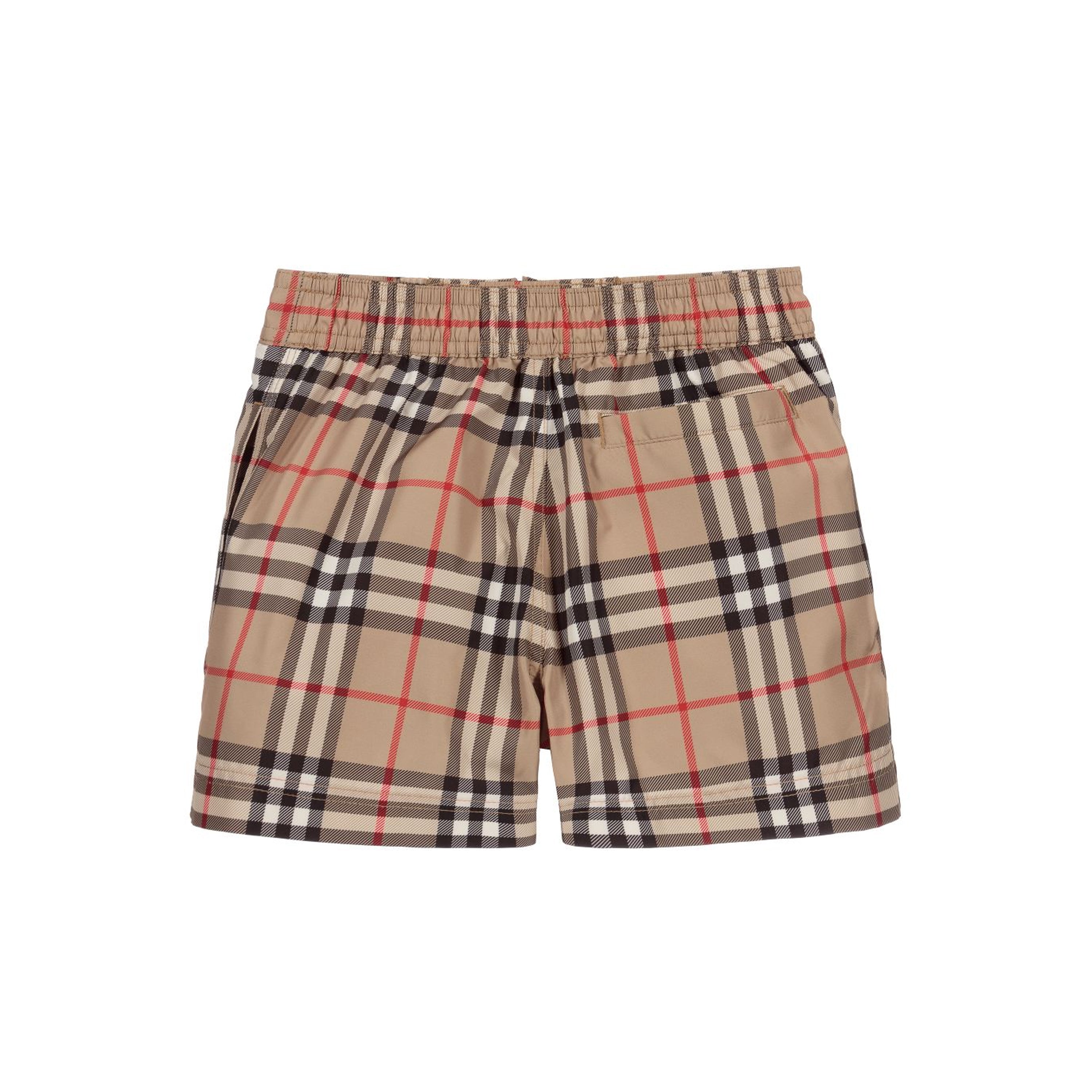 Boys Beige Check Swim Shorts