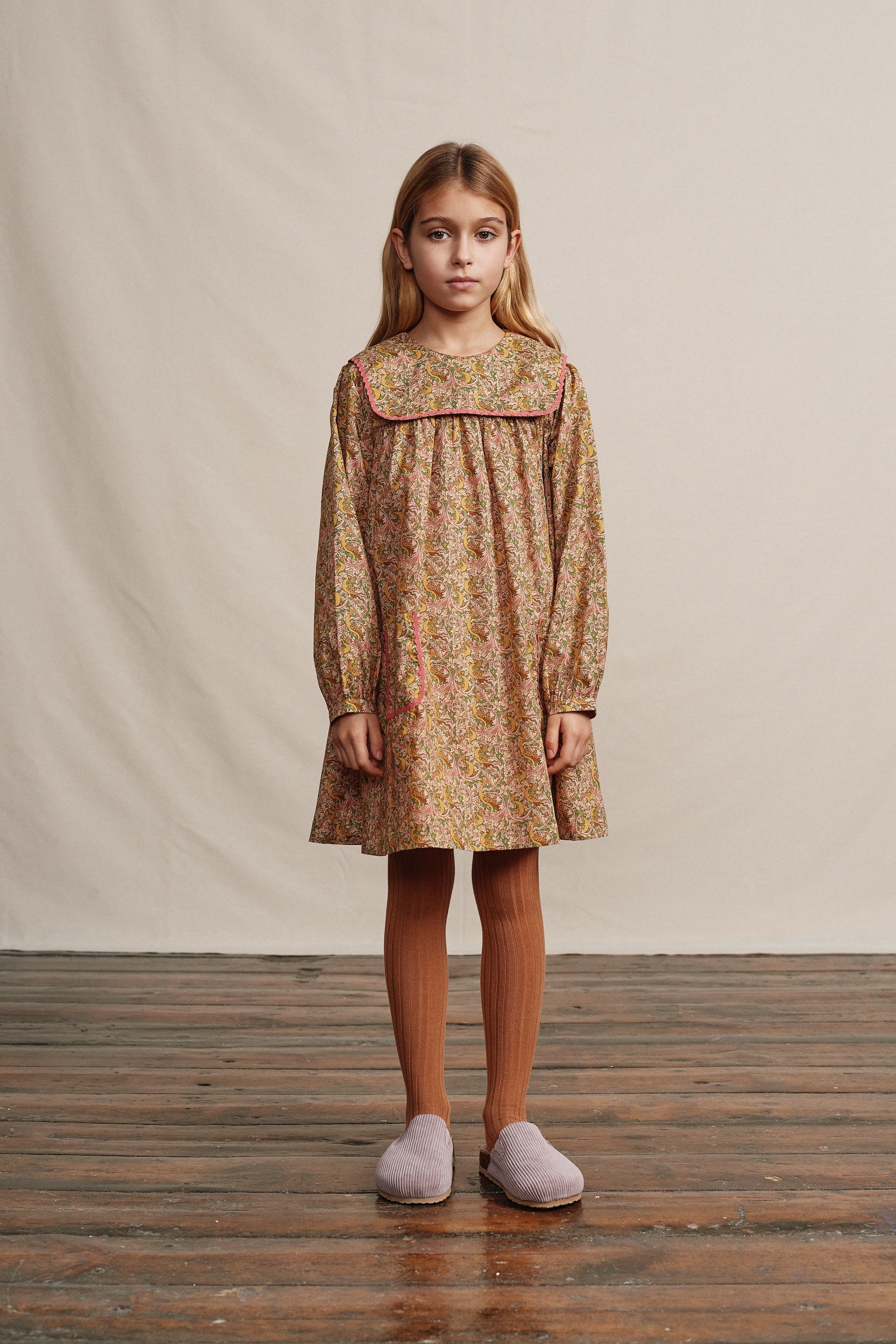 Girls Yellow Floral Cotton Dress