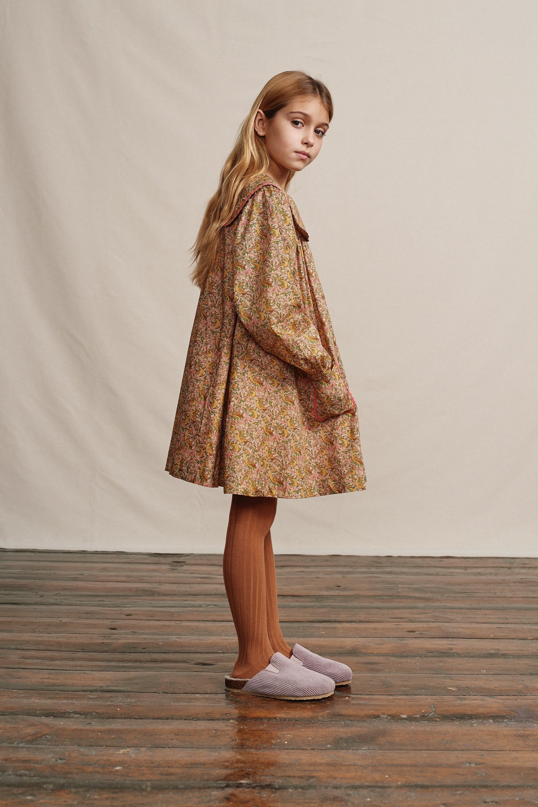 Girls Yellow Floral Cotton Dress