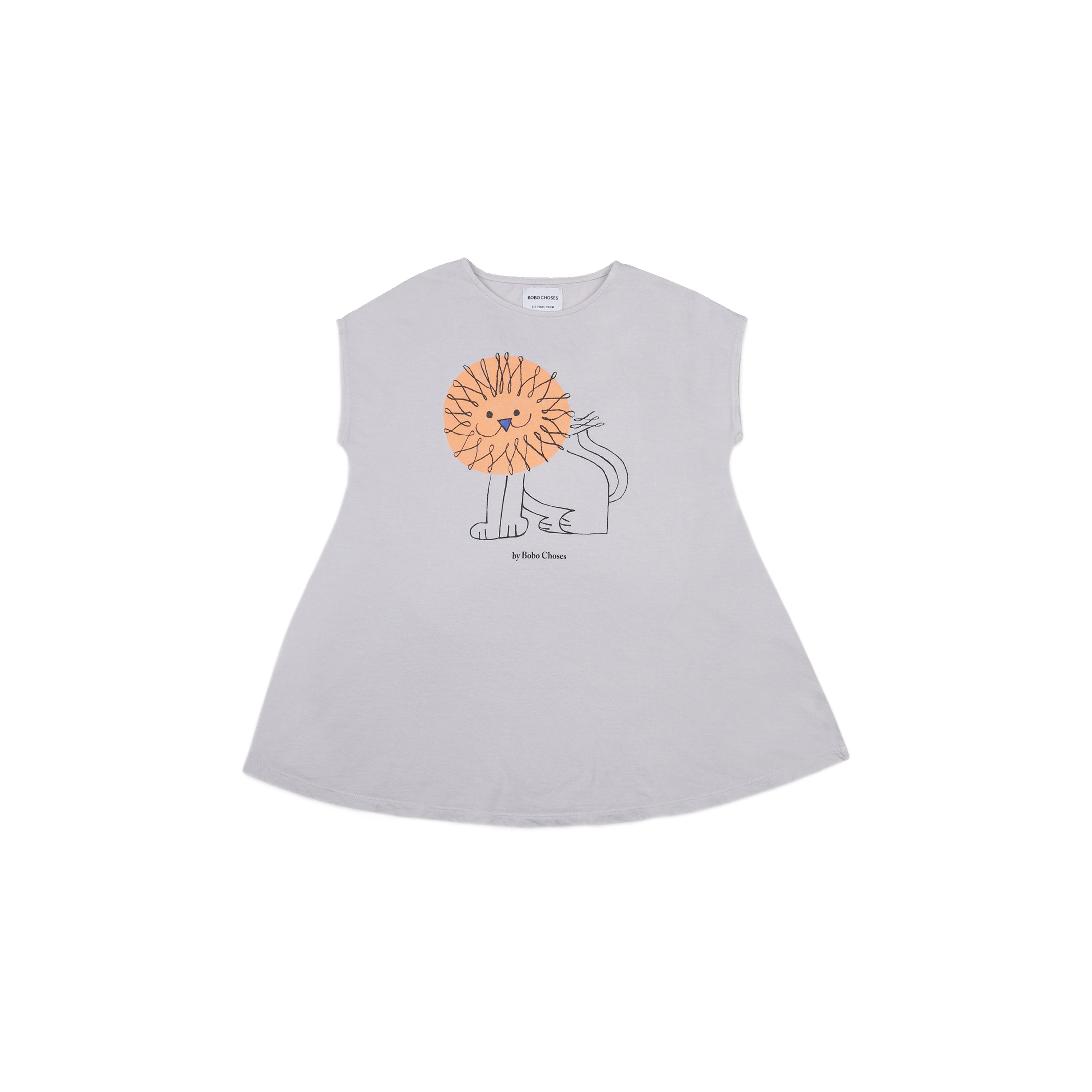 Girls Grey Lion Cotton Dress