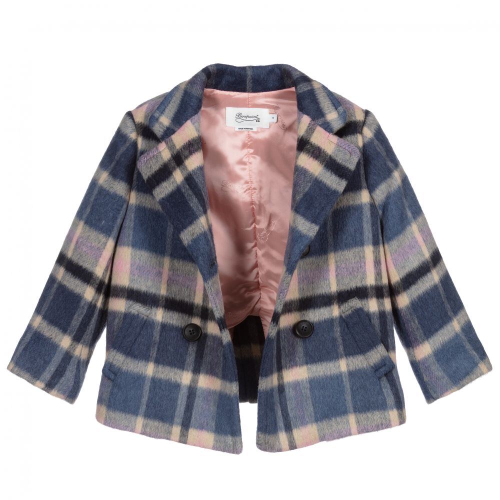 Boys & Girls Blue Check Coat