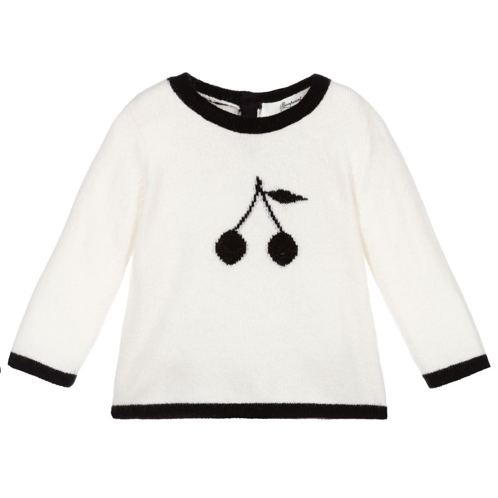 Baby Boys & Girls White Cherry Jumper