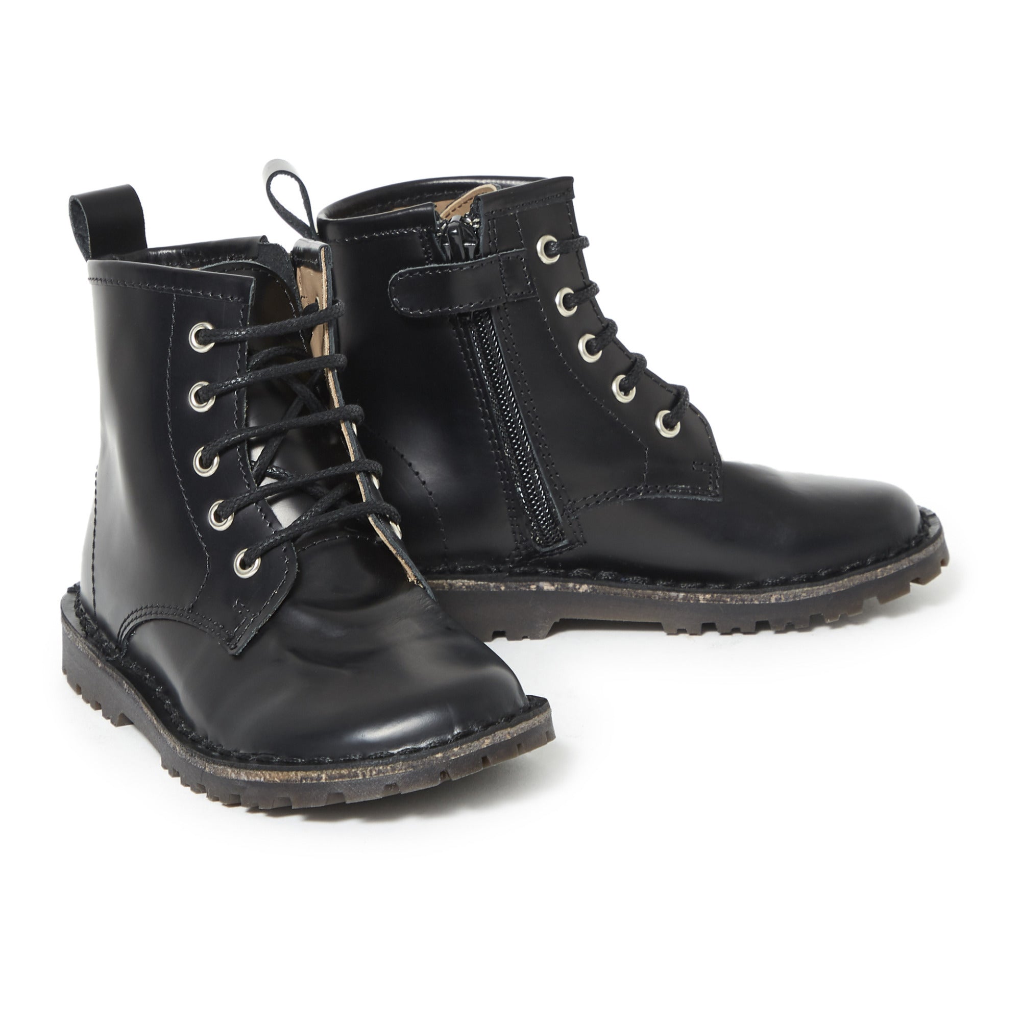 Boys & Girls Black Calf Skin Boots