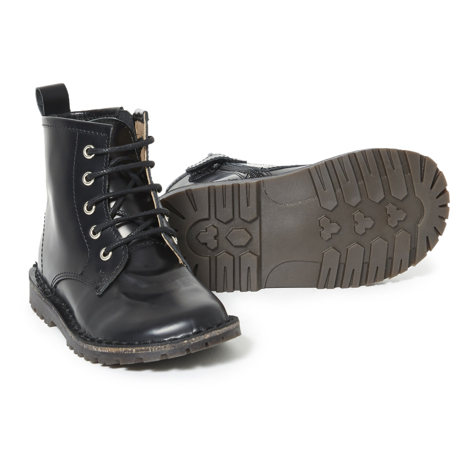 Boys & Girls Black Calf Skin Boots