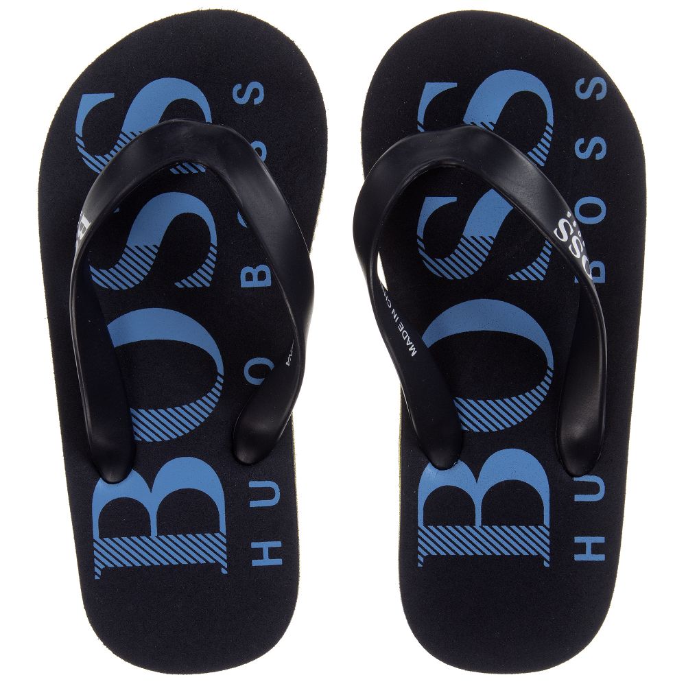 Boys Logo Printed Navy Flip Flops