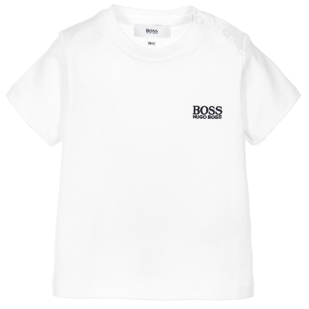 Baby Boys White Cotton T-shirt