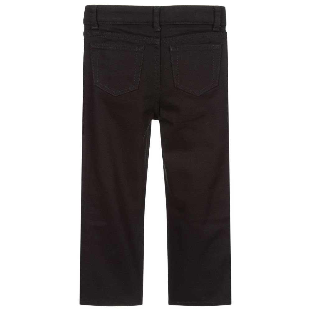 Boys Black Logo Cotton Trousers