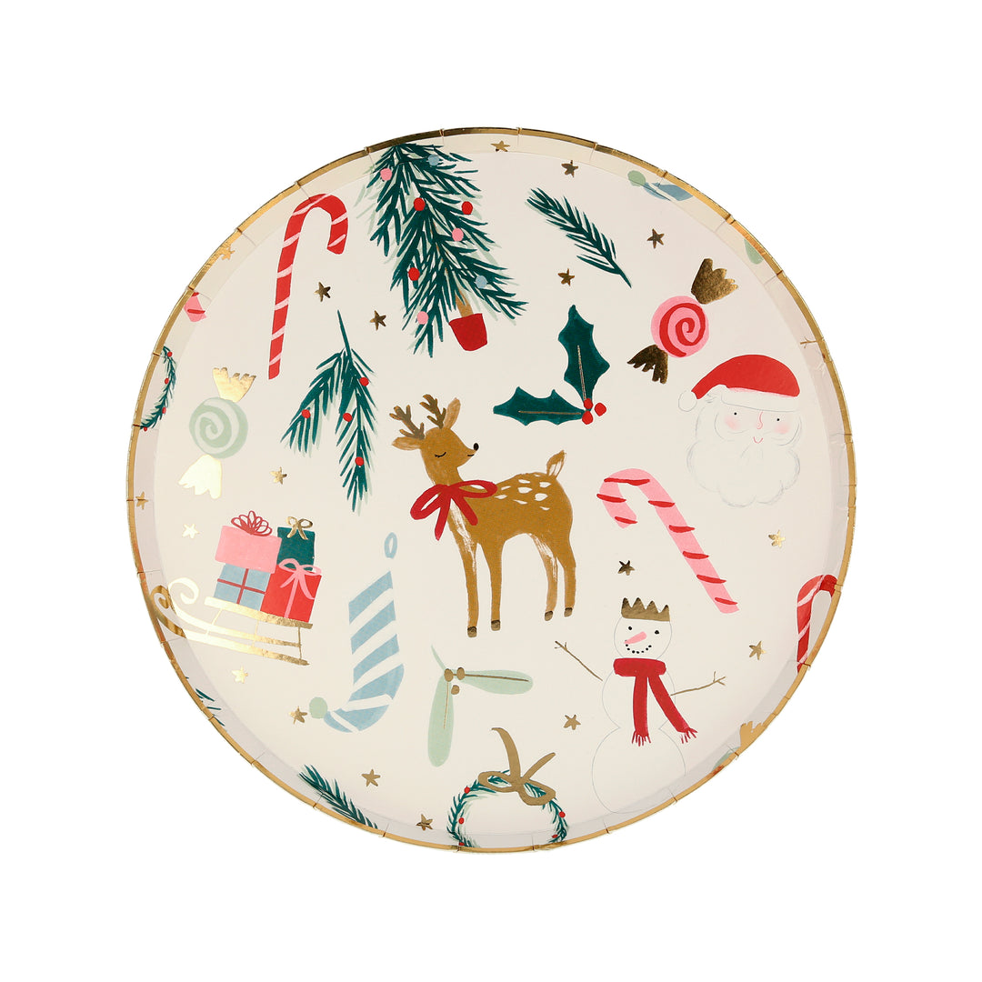 Festive Motif Side Plates (8 Pack)