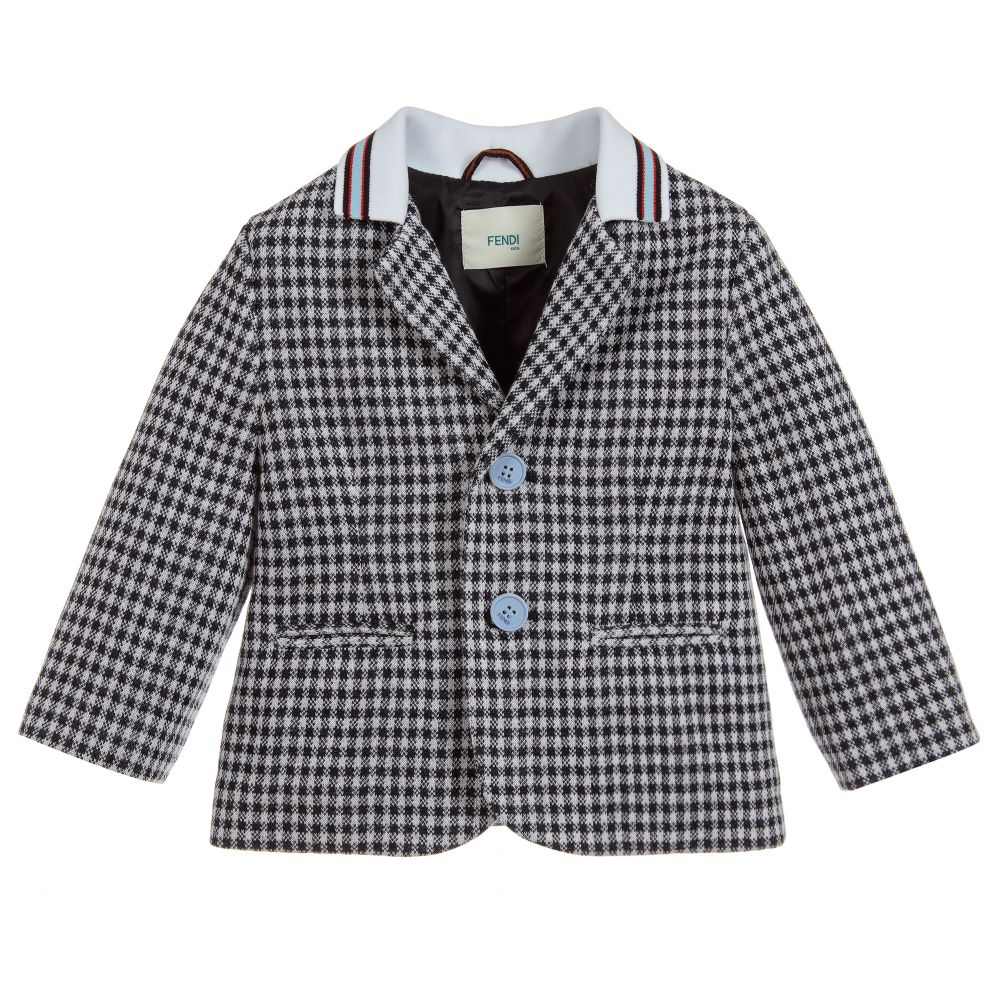 Baby Boys White & Blue Cotton Coat