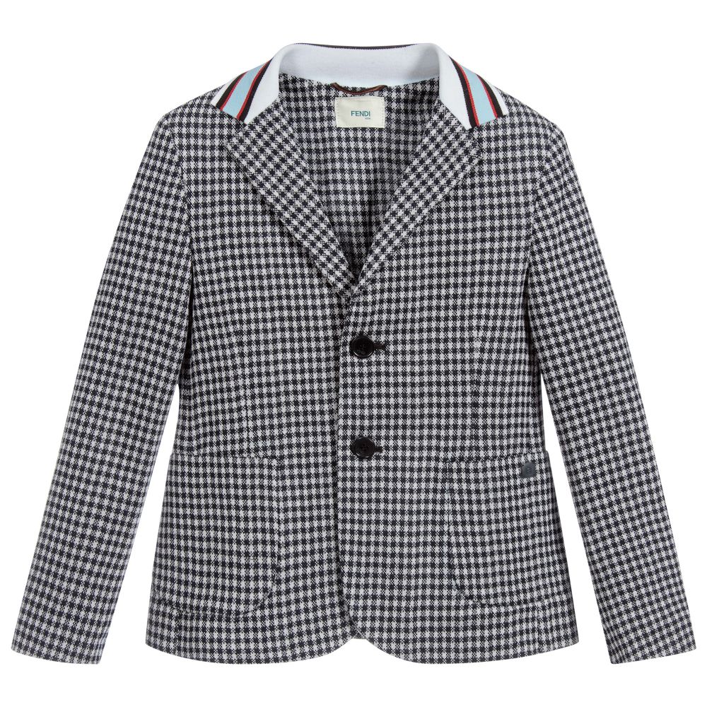 Boys Black Check Cotton Coat