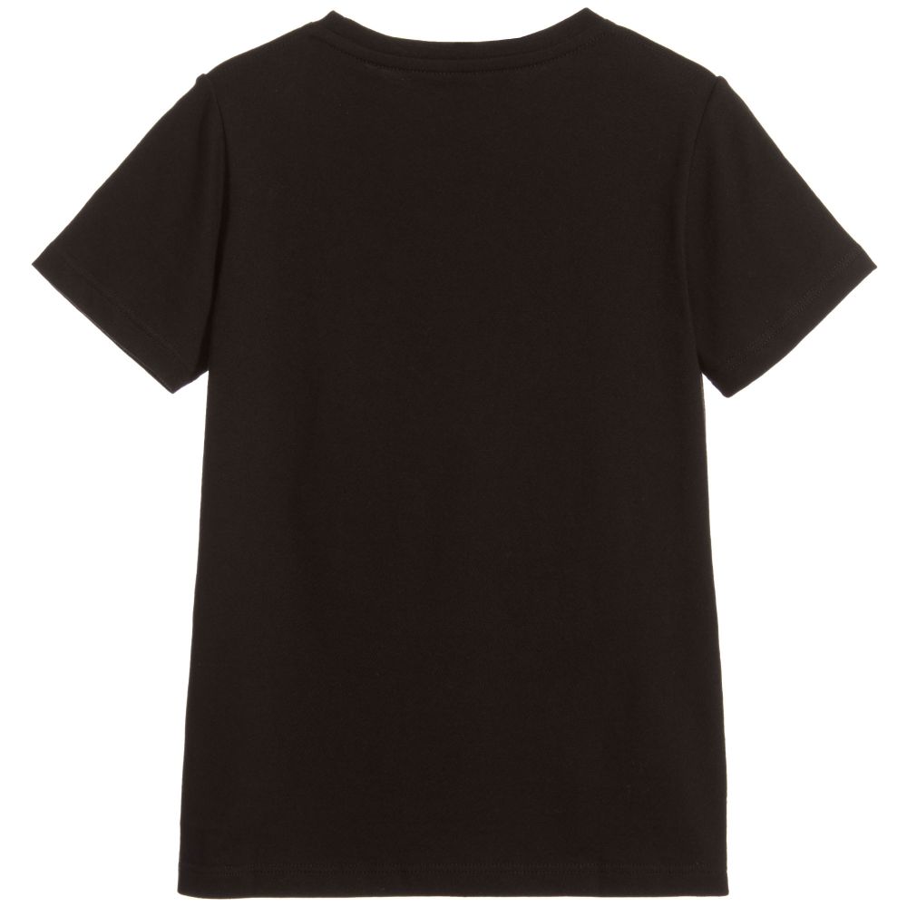 Boys & Girls Black Logo Cotton T-shirt