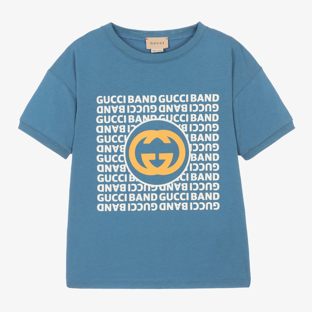 Boys Blue Logo Cotton T-Shirt