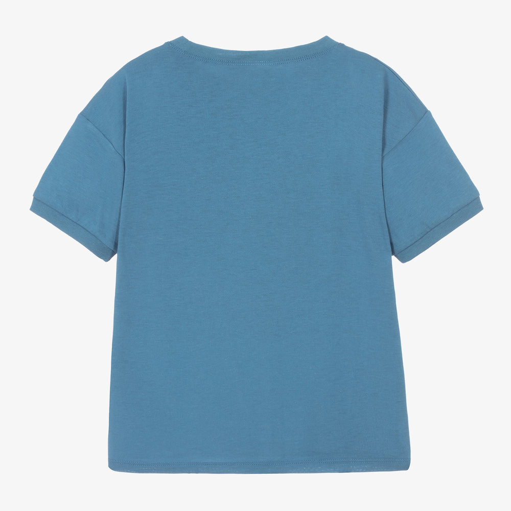 Boys Blue Logo Cotton T-Shirt