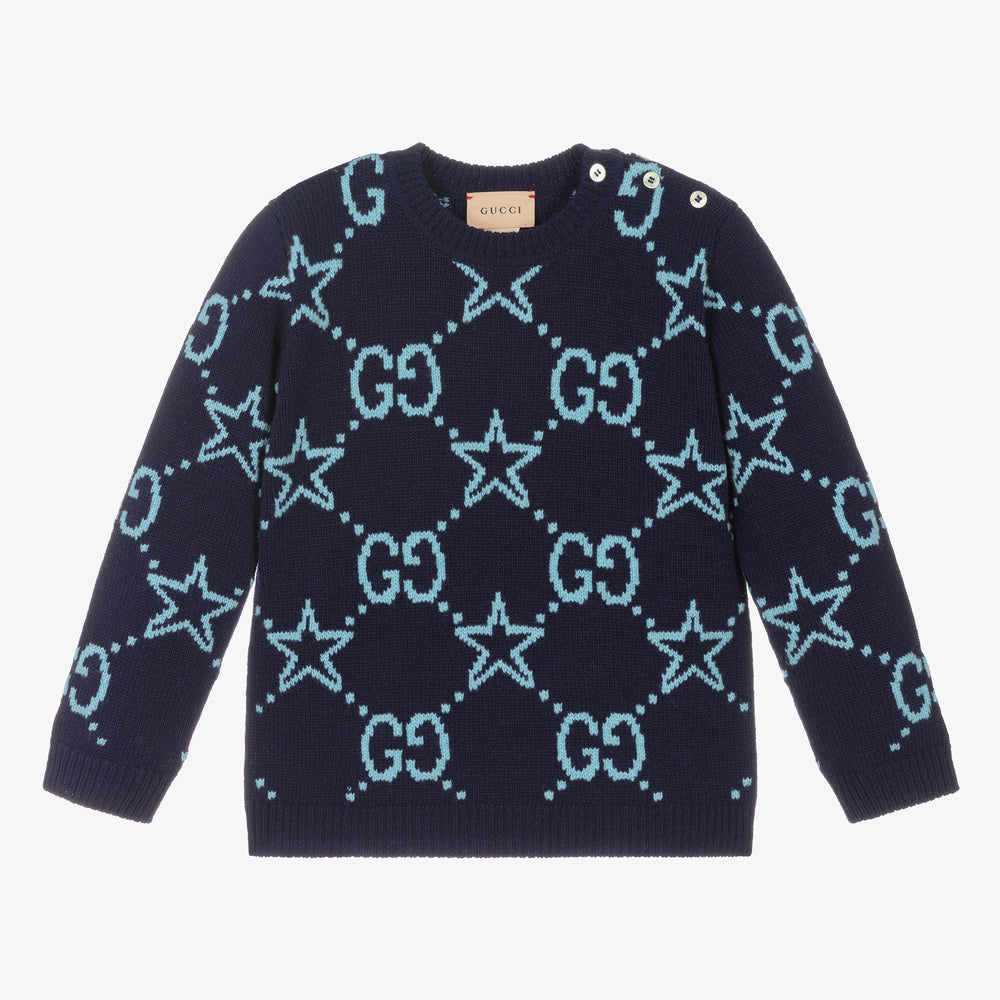 Baby Boys Blue GG Wool Sweater