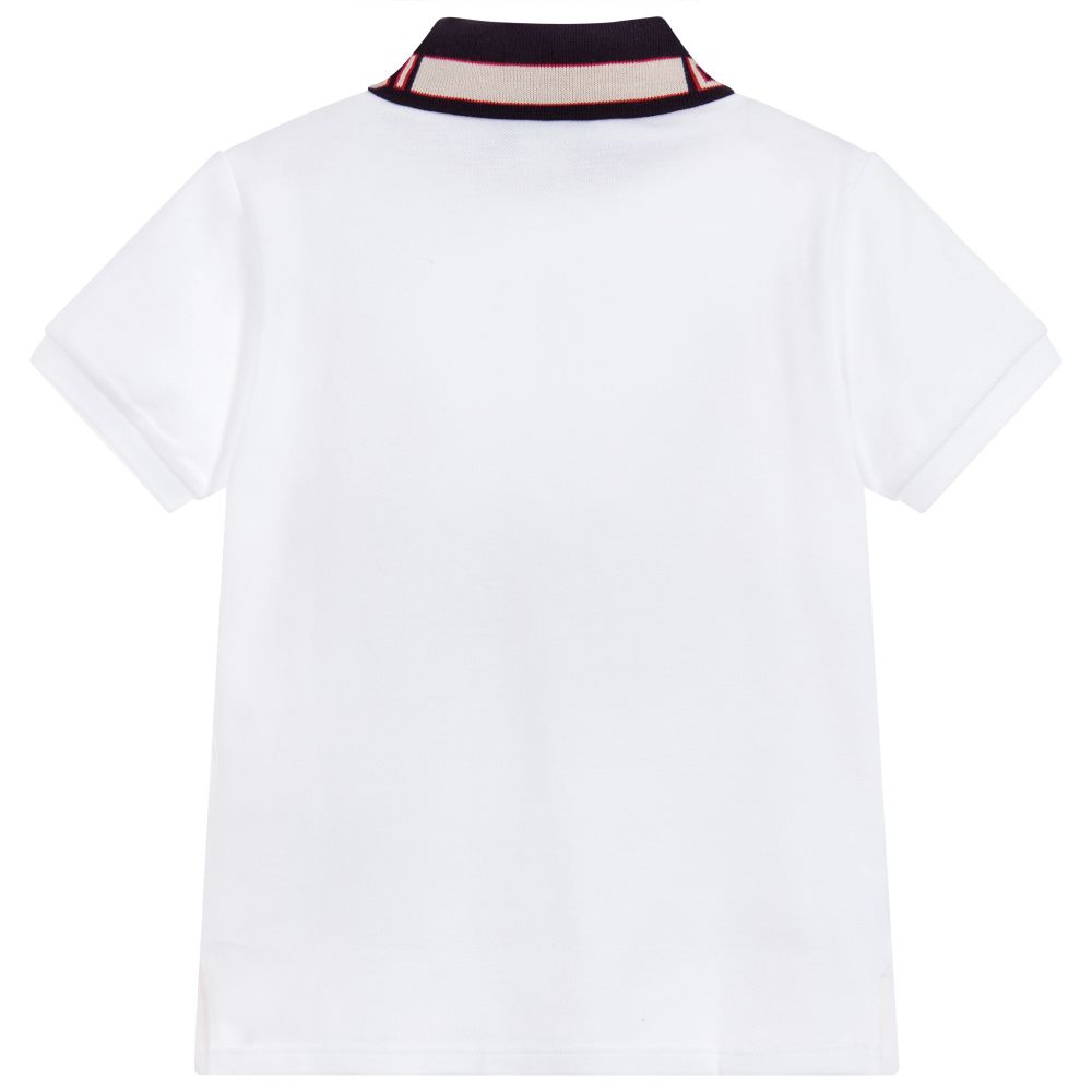 Boys White Cotton Polo Shirt