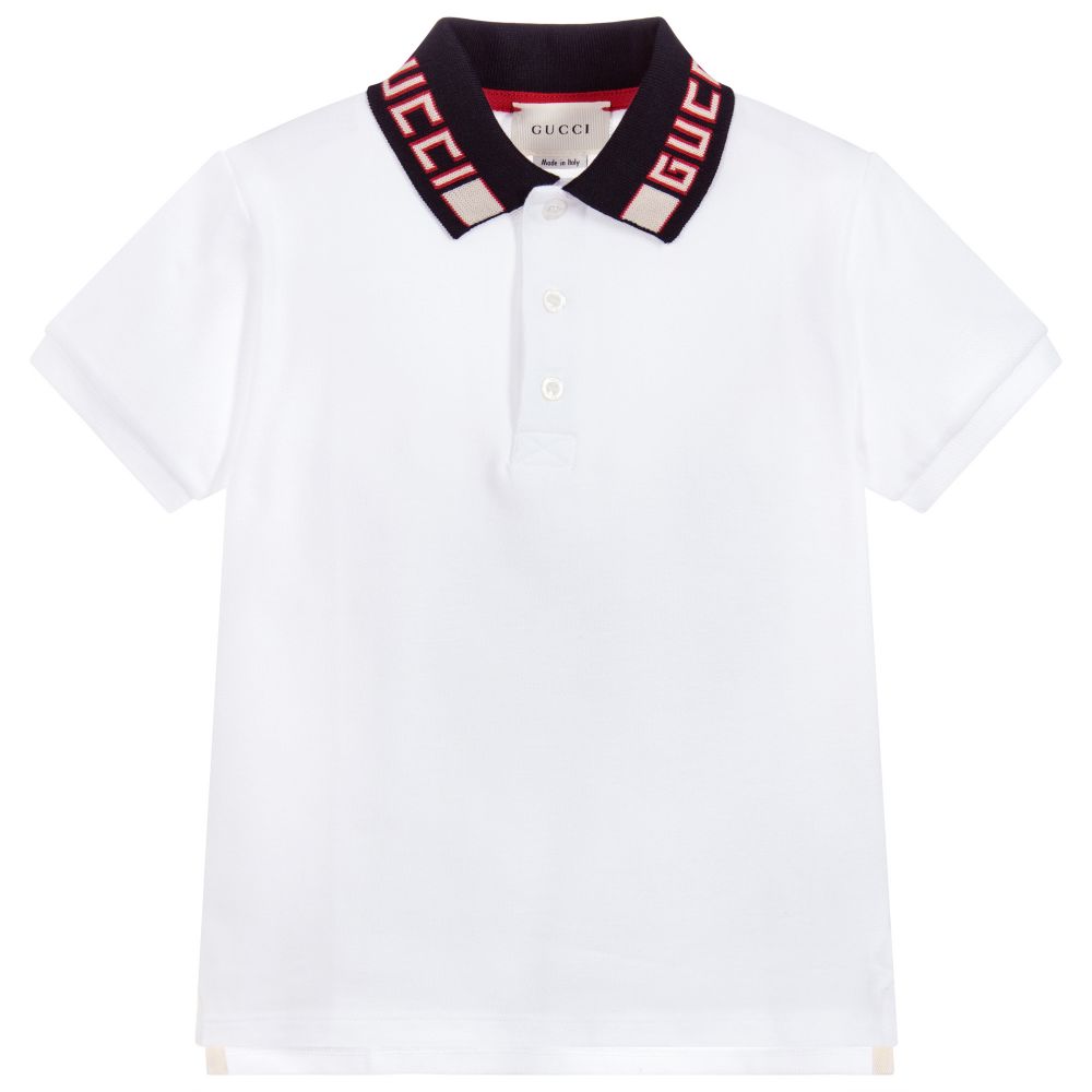 Boys White Cotton Polo Shirt