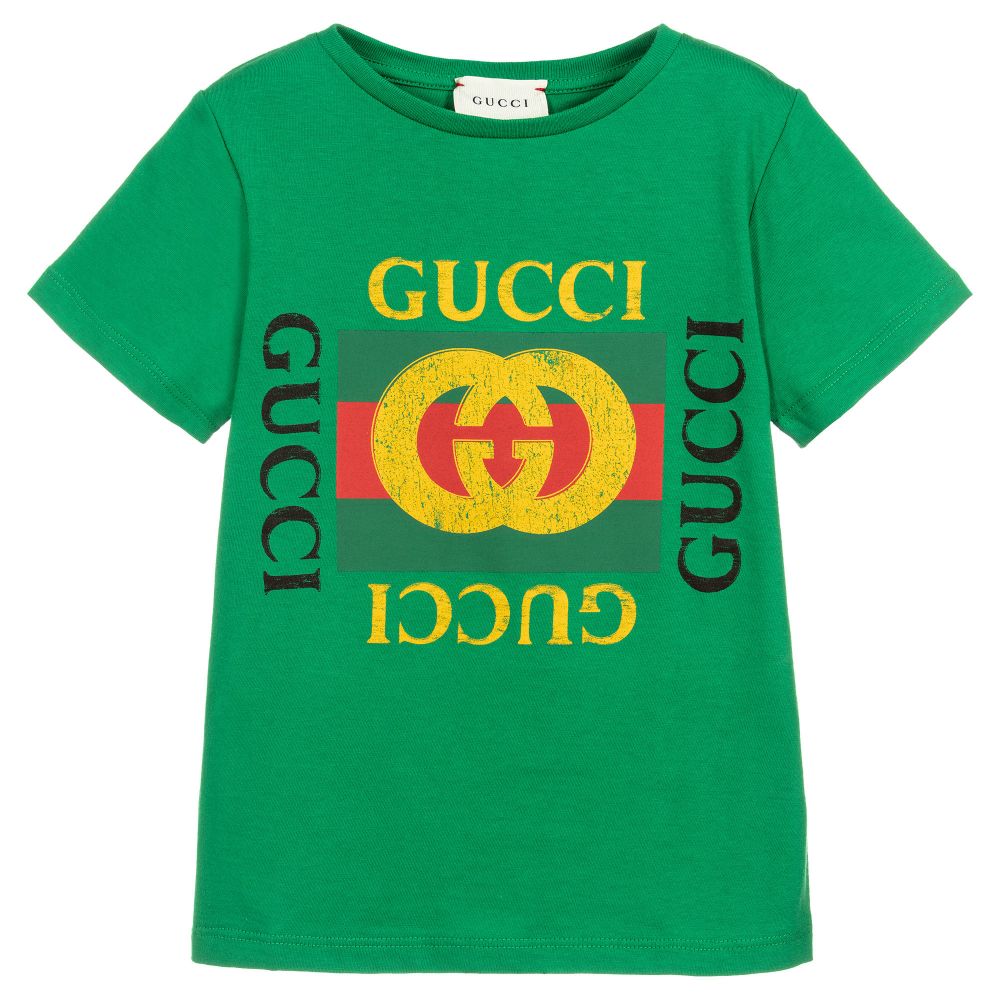 Boys & Girls Green Logo Cotton T-shirt