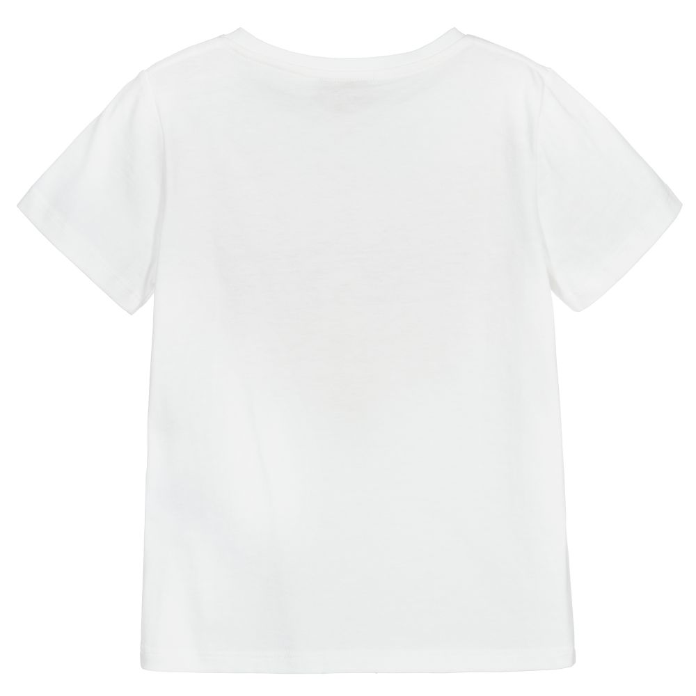 Boys & Girls White Logo Cotton T-Shirt