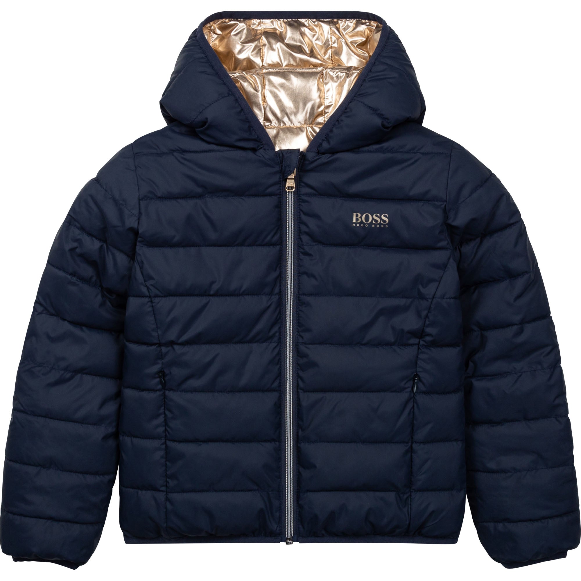 Boys Blue Reversible Puffer Jacket