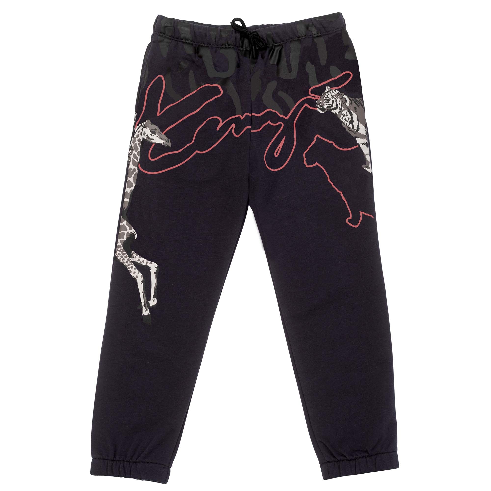 Boys Black Printed Trousers