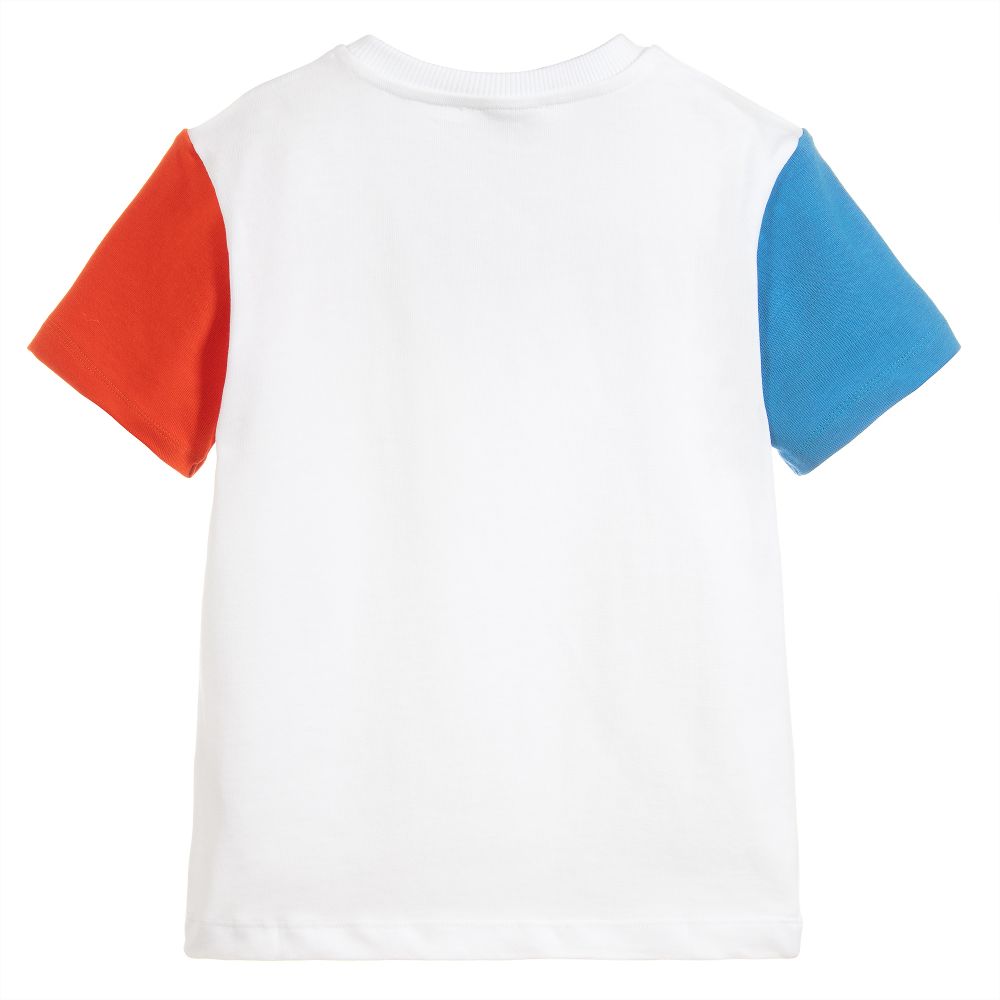 Boys White Logo Cotton T-shirt