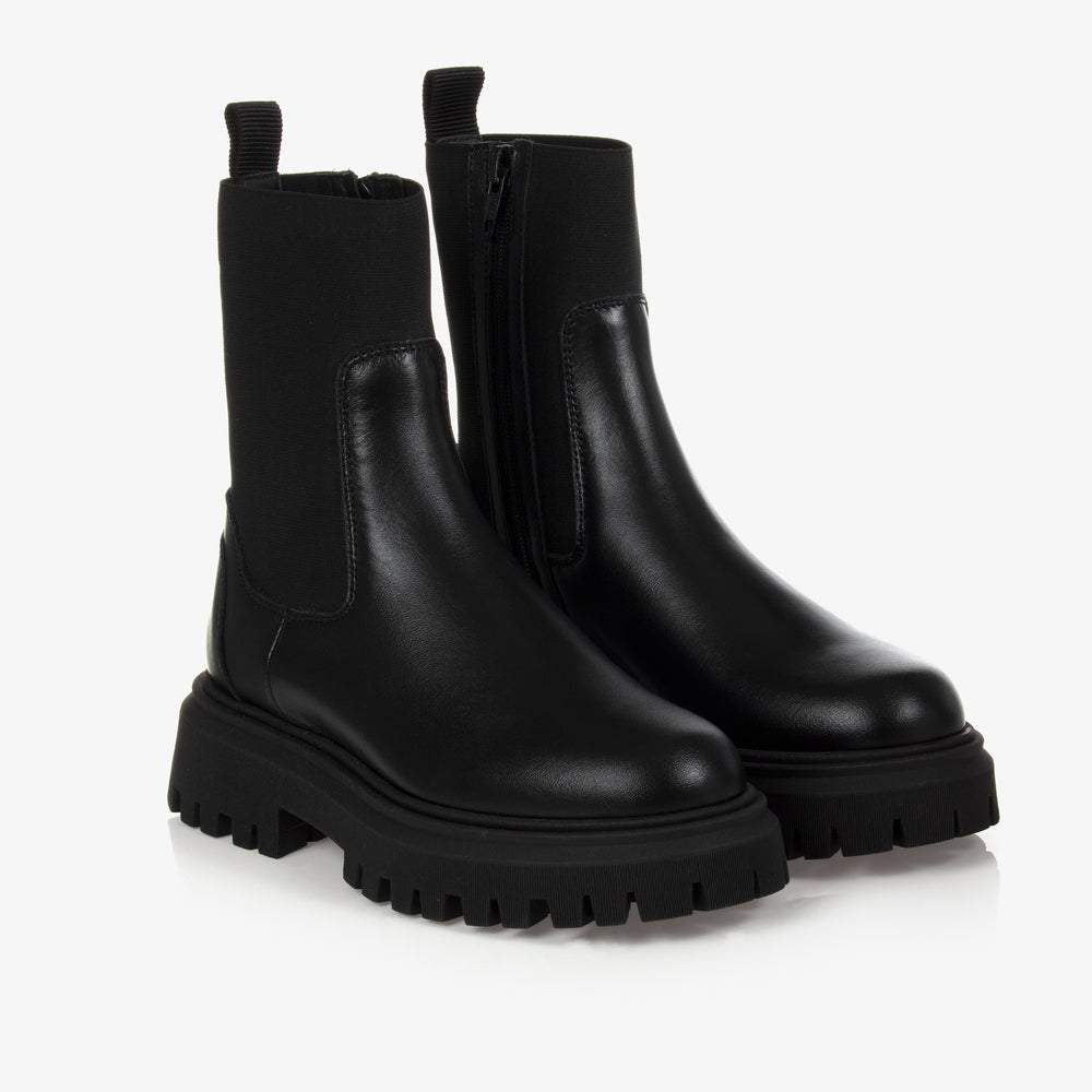 Boys & Girls Black Logo Boots