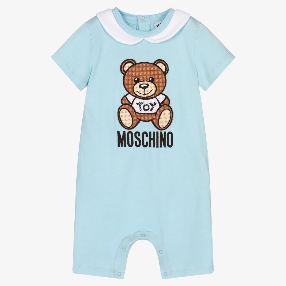 Baby Boys & Girls Blue Cotton Babysuit