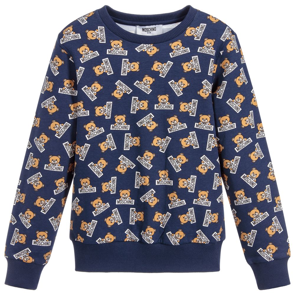 Boys Blue Printed Cotton Sweatshirt