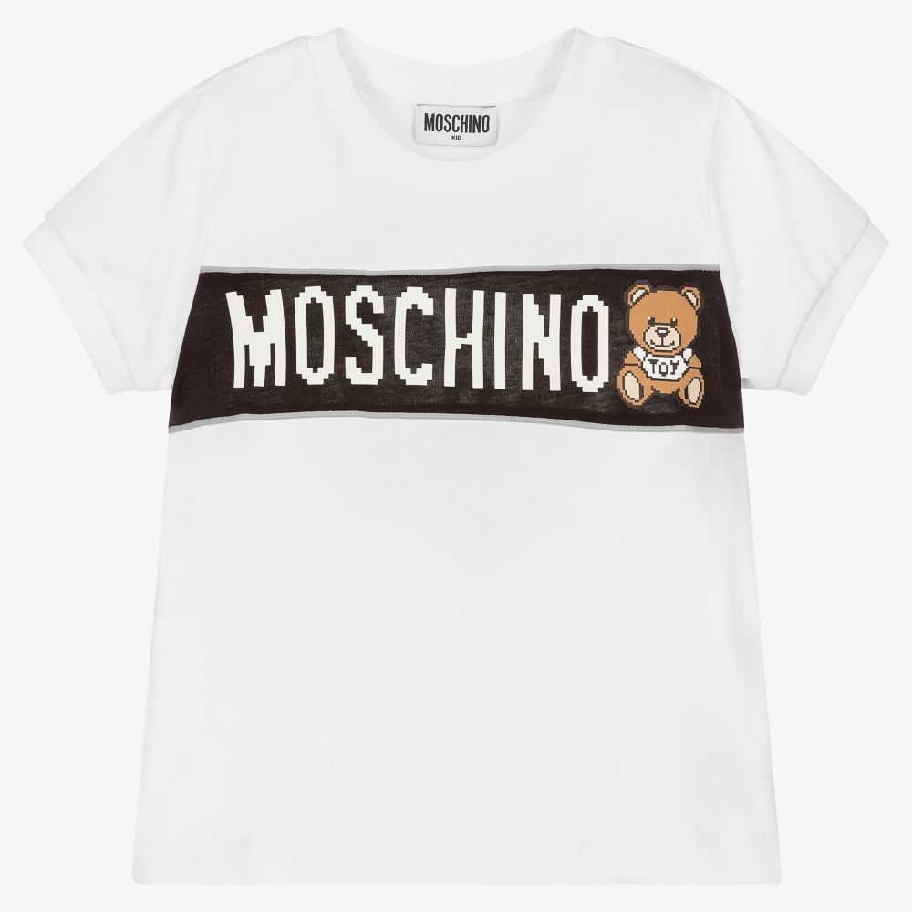 Boys & Girls White Bear Cotton T-Shirt