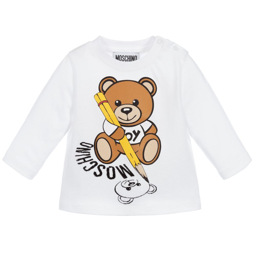 Baby Boys & Girls Optical White Print Long Sleeves T-Shirt