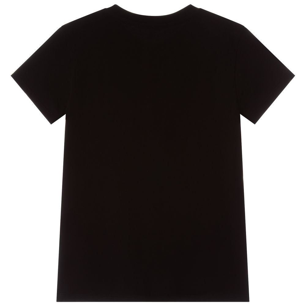 Boys & Girls Black Cotton T-Shirt