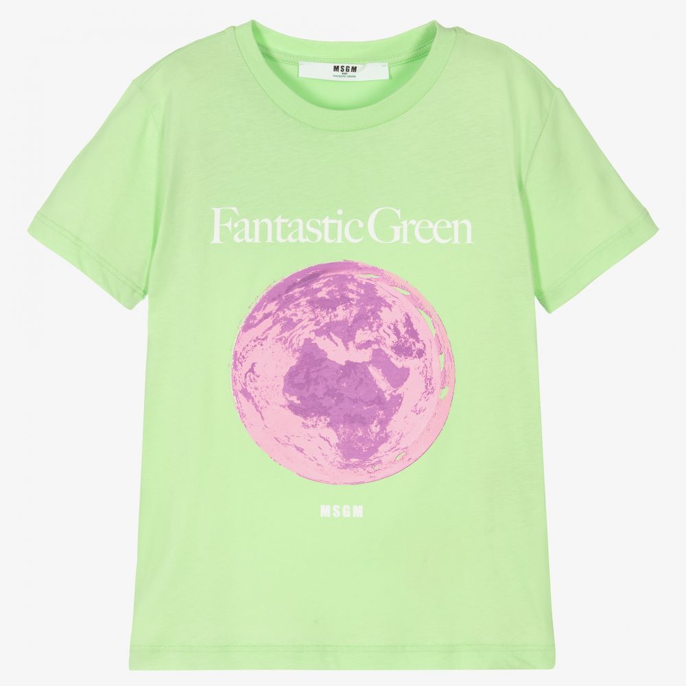 Boys & Girls Green Cotton T-Shirt