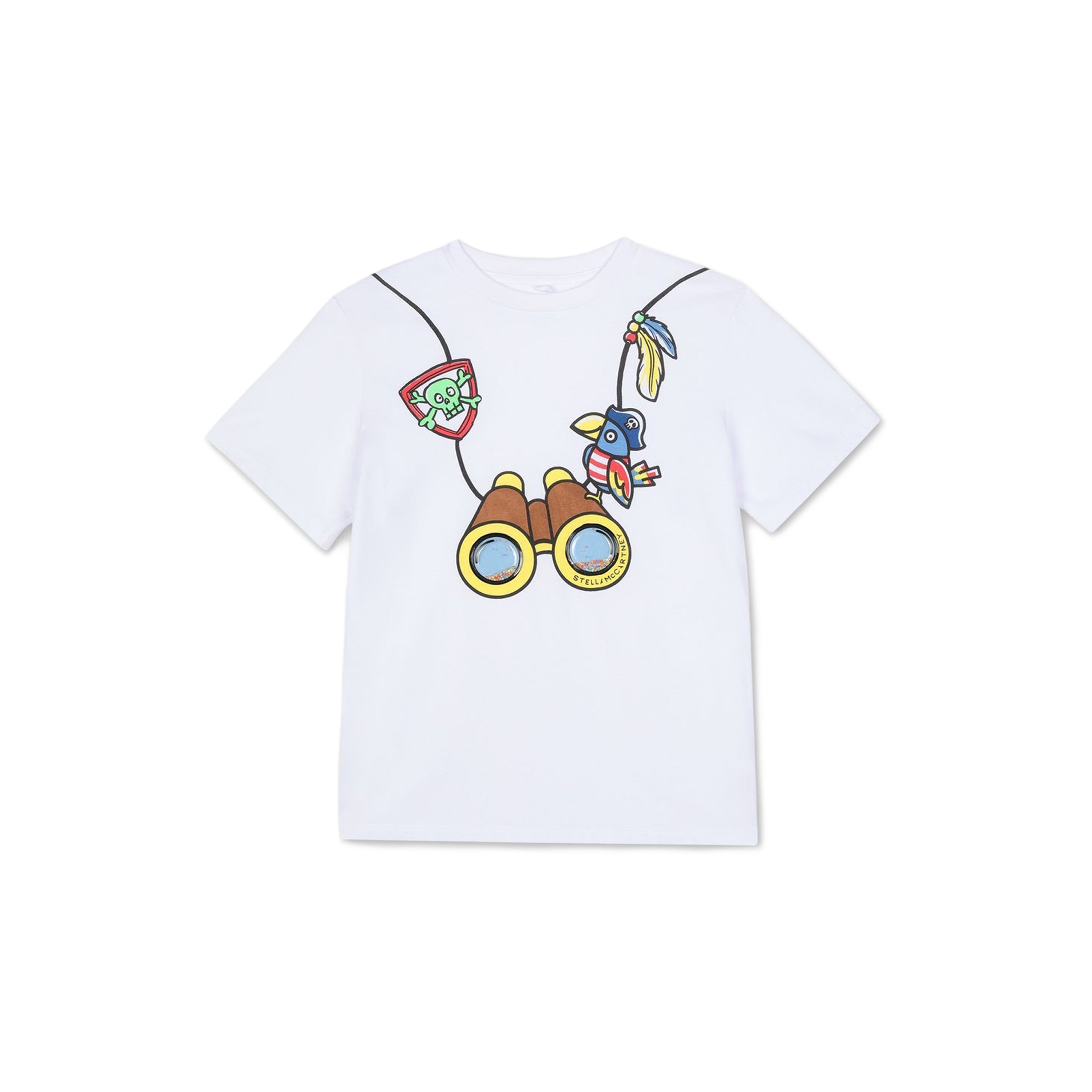 Boys White Telescope Cotton T-Shirt