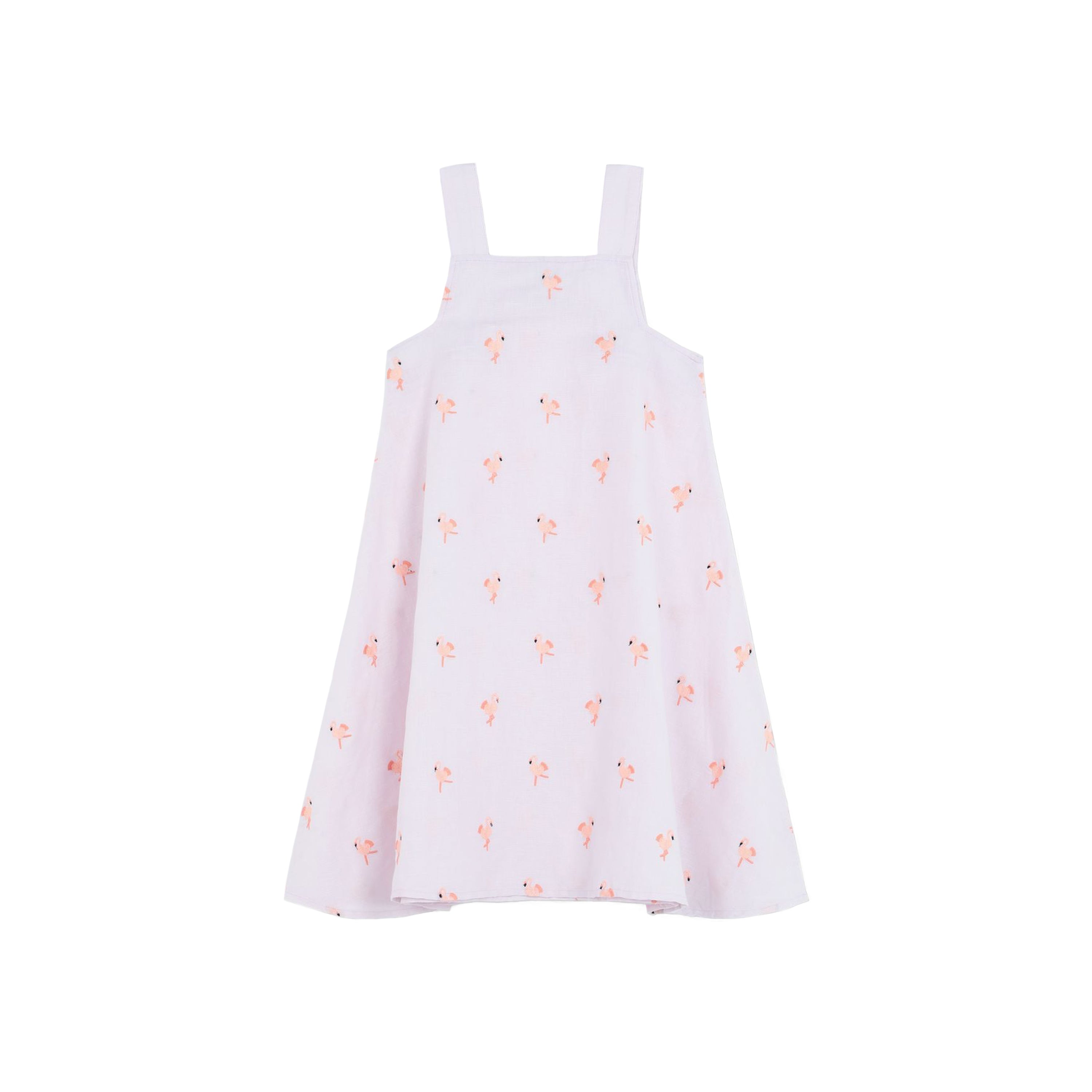 Girls Light Pink Flamingos Dress