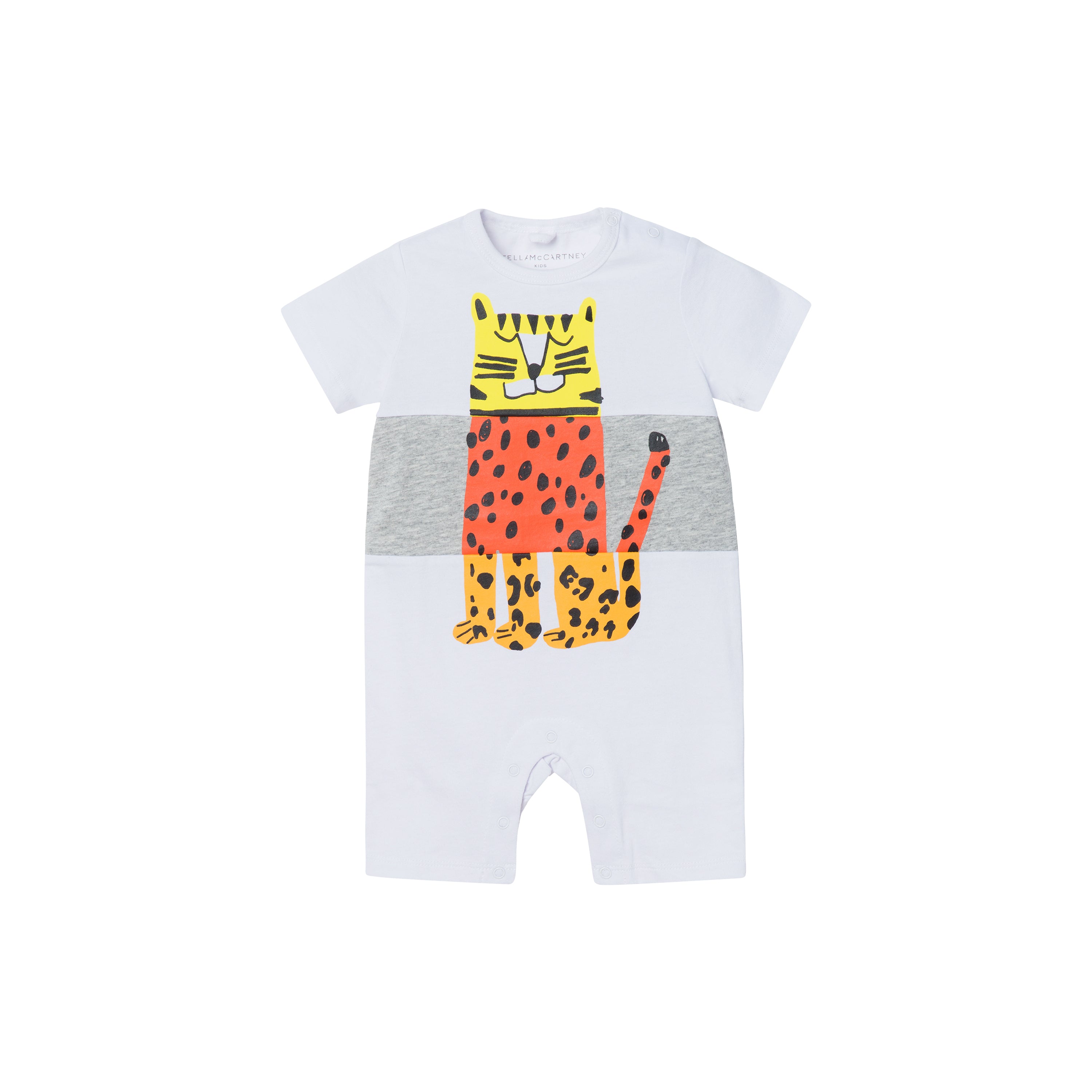 Baby Boys White Tiger Cotton Babysuit