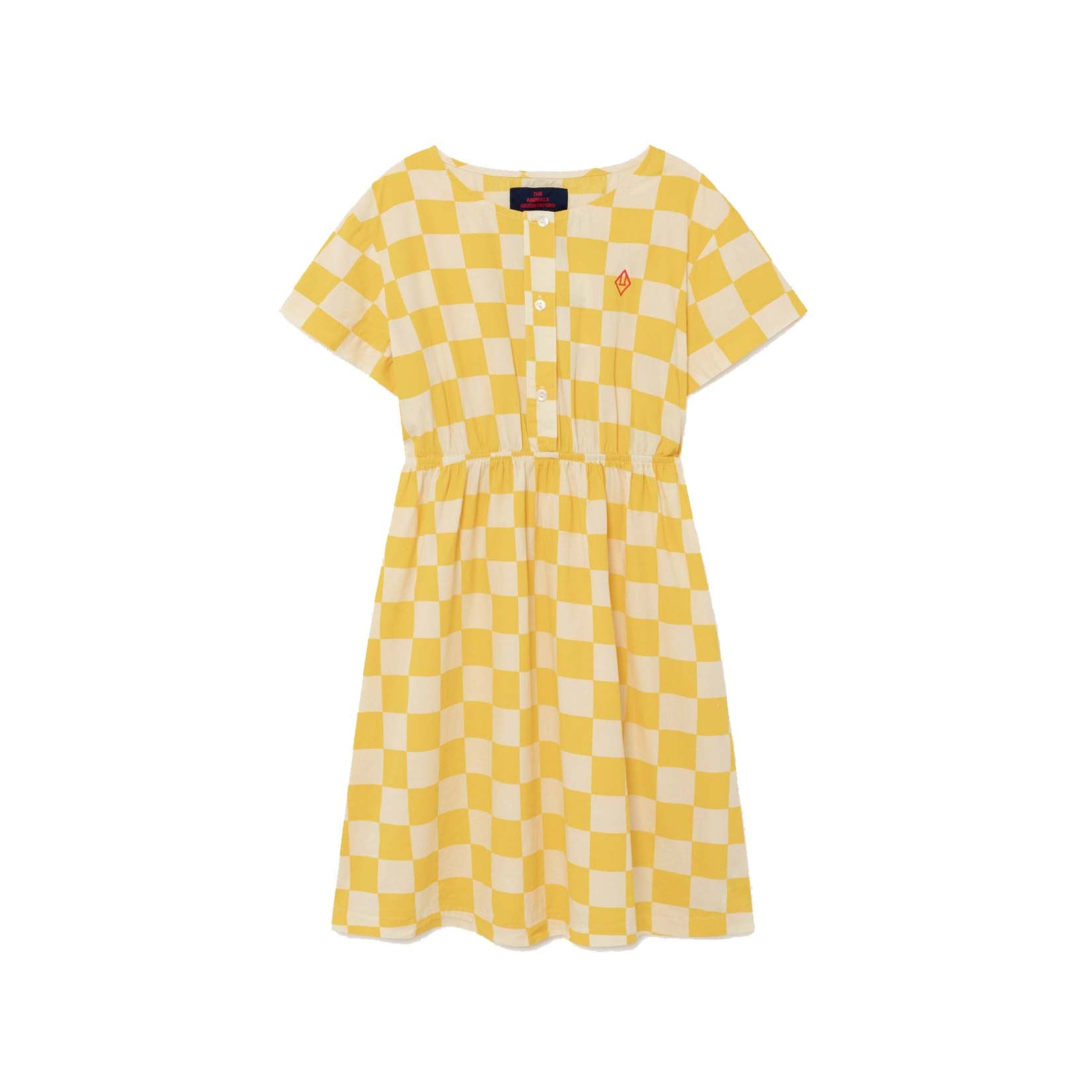 Girls Yellow Squares Cotton Dress