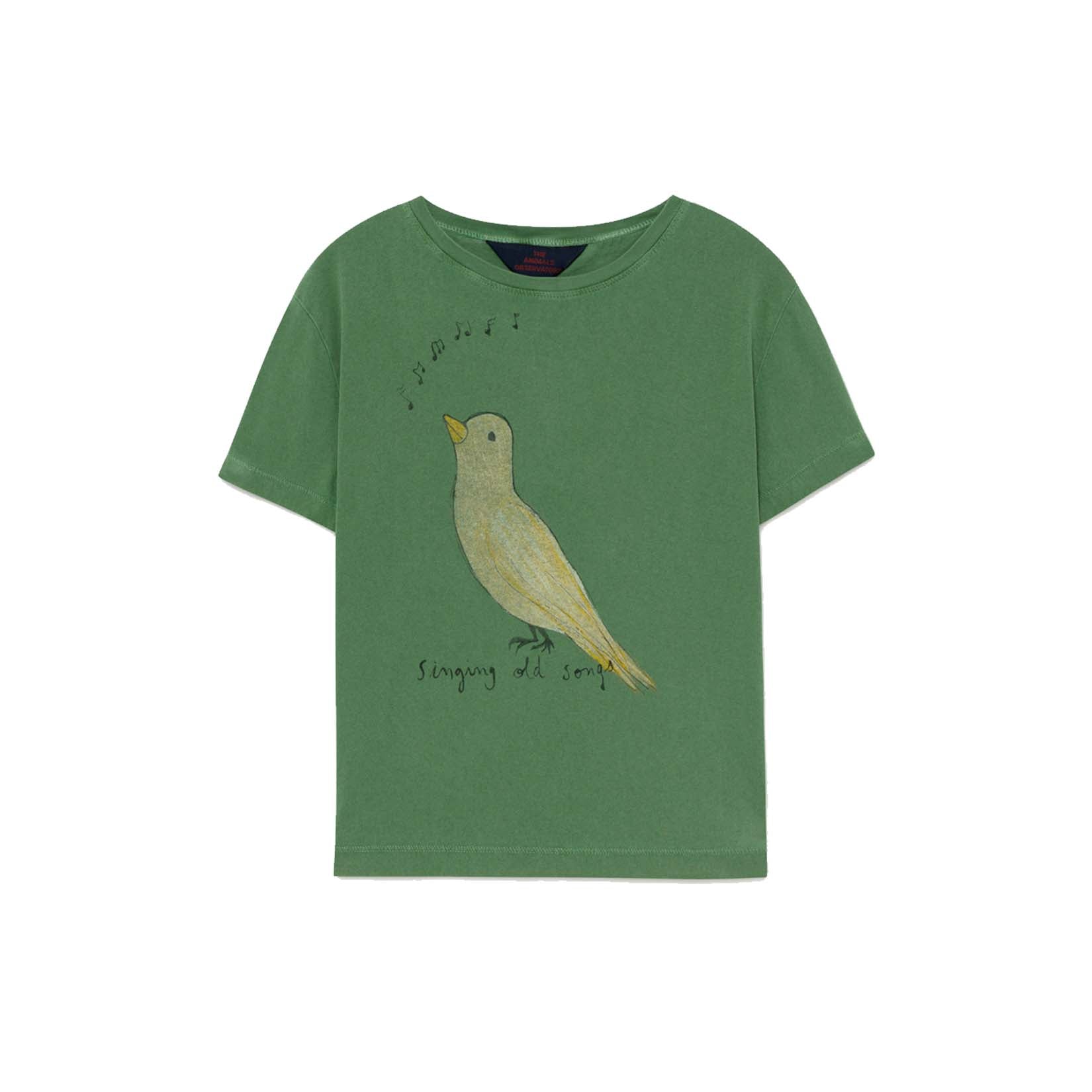 Boys & Girls Green Bird Cotton T-Shirt