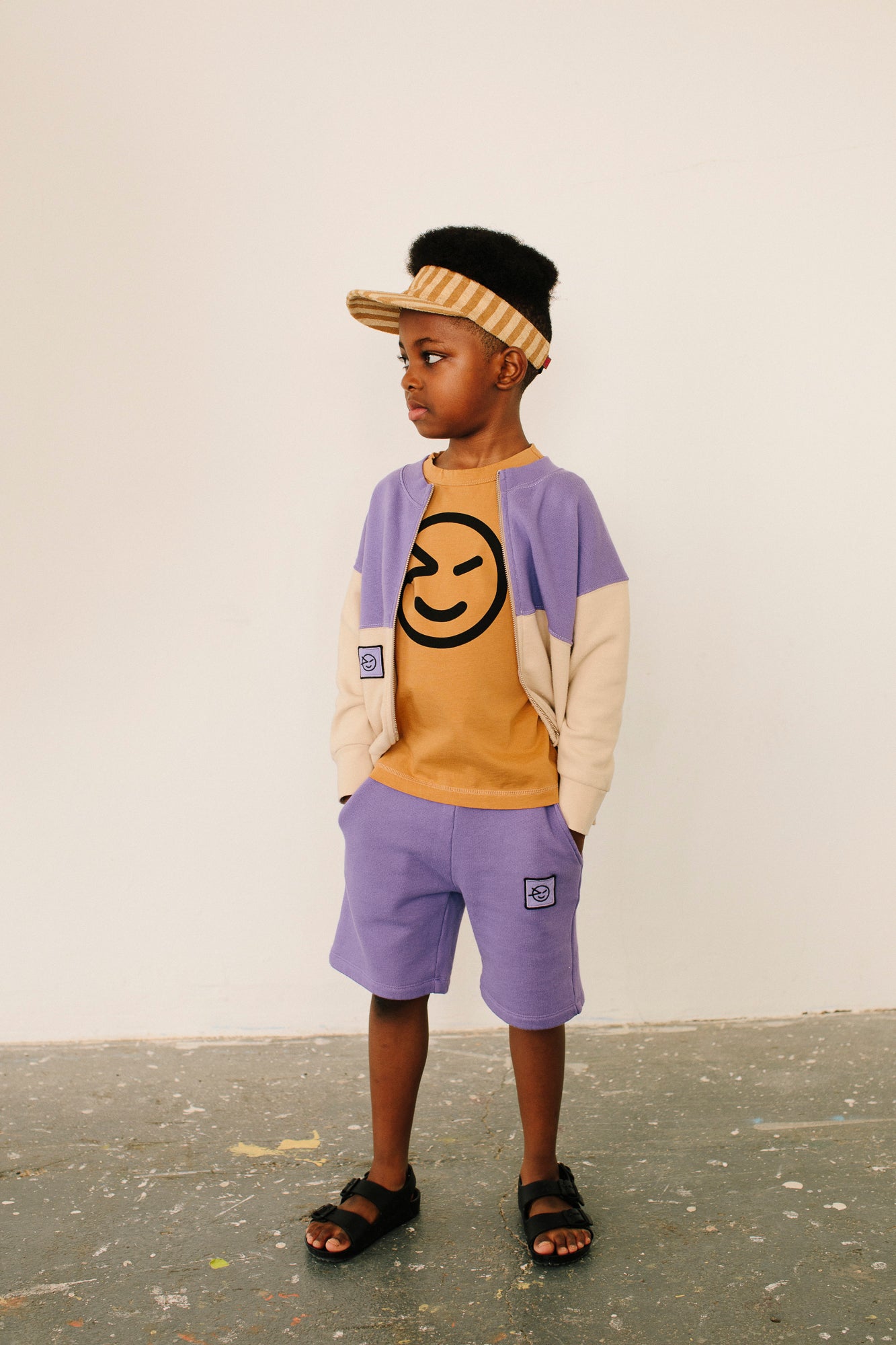 Boys & Girls Purple Cotton Zip-Up Top